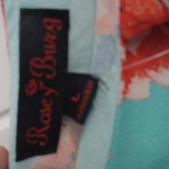 Gorgeous Rose Burg dress- aqua red/orange and blue. - Picture 6 of 8